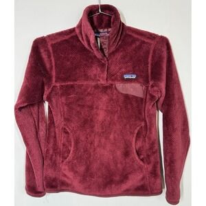 Patagonia Sweater Womens Small Red Re Tool Snap‎ Fleece Sweatshirt Jacket Pocket